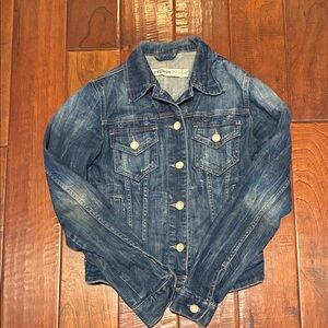 Zara Distressed Dark Blue Denim Jacket